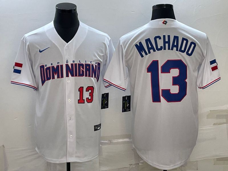 Men 2023 World Cub #13 Machado White Nike MLB Jersey4->more jerseys->MLB Jersey
